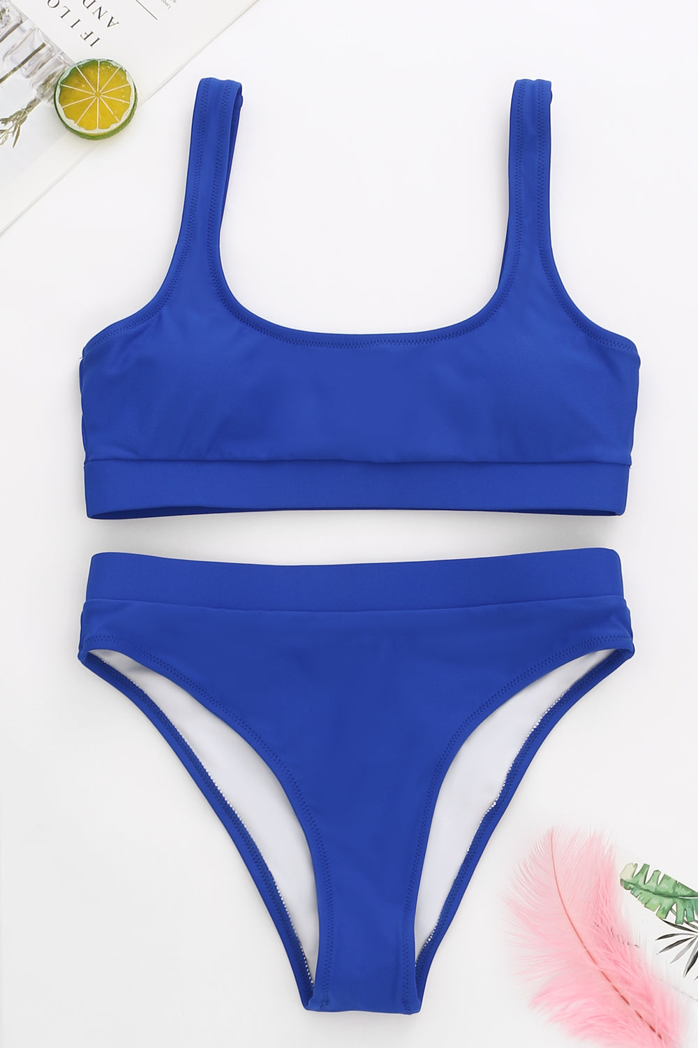 Sporty Wide Straps Crop Bikini Sets