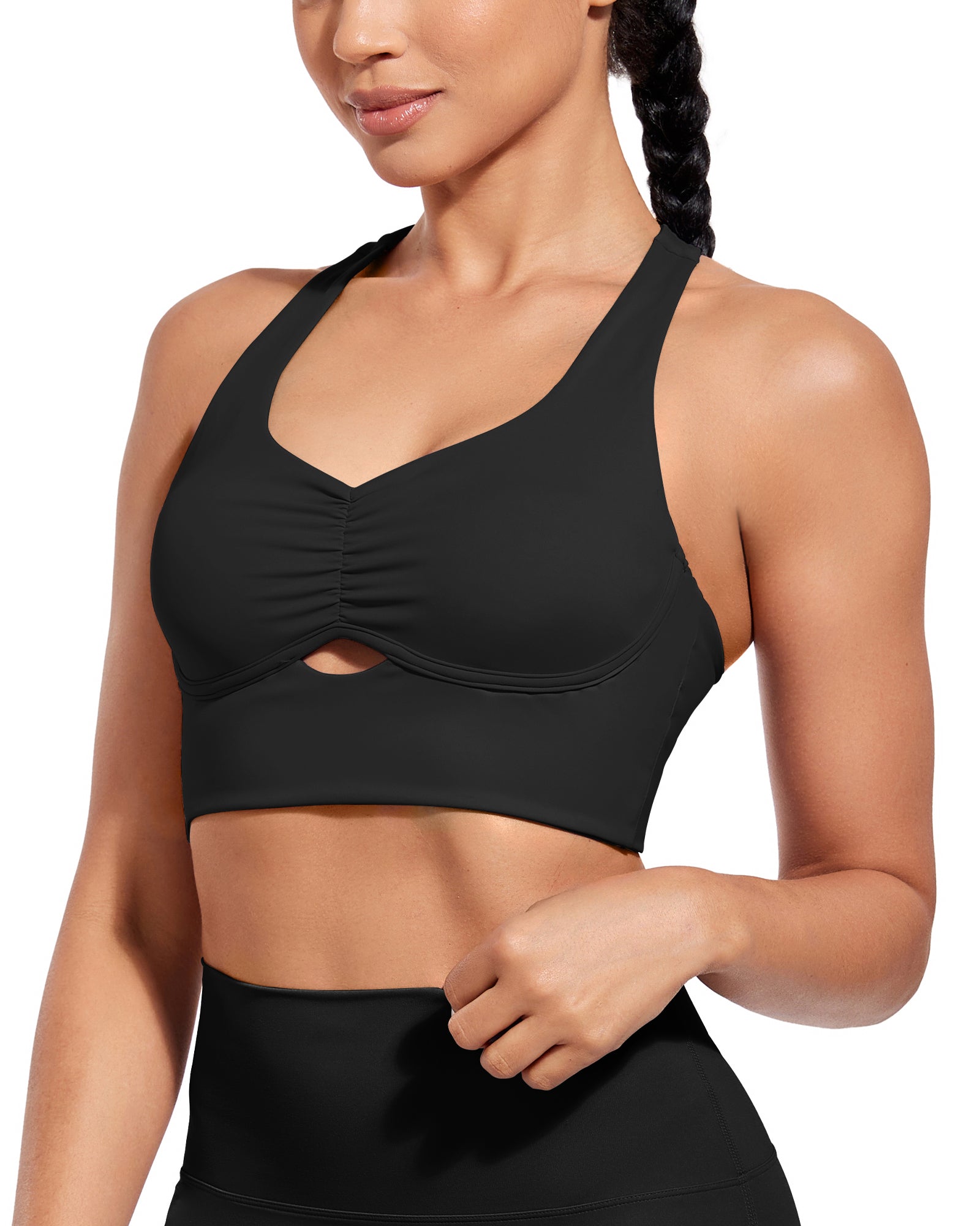 Racerback Sports Bras Crop Tank Top Scoop Neck Workout Tops with