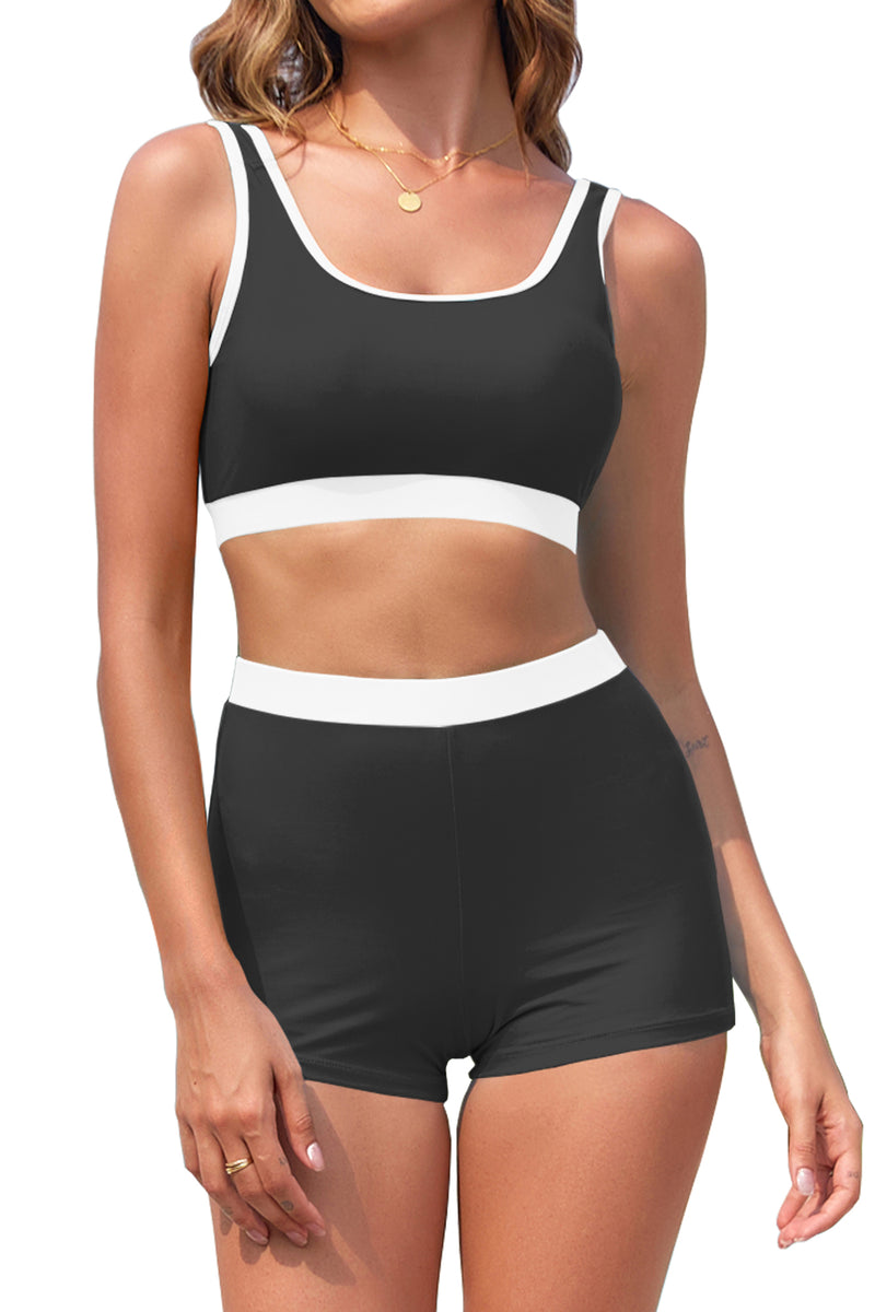 Women Sporty High Waisted Elastic Bathing Suit