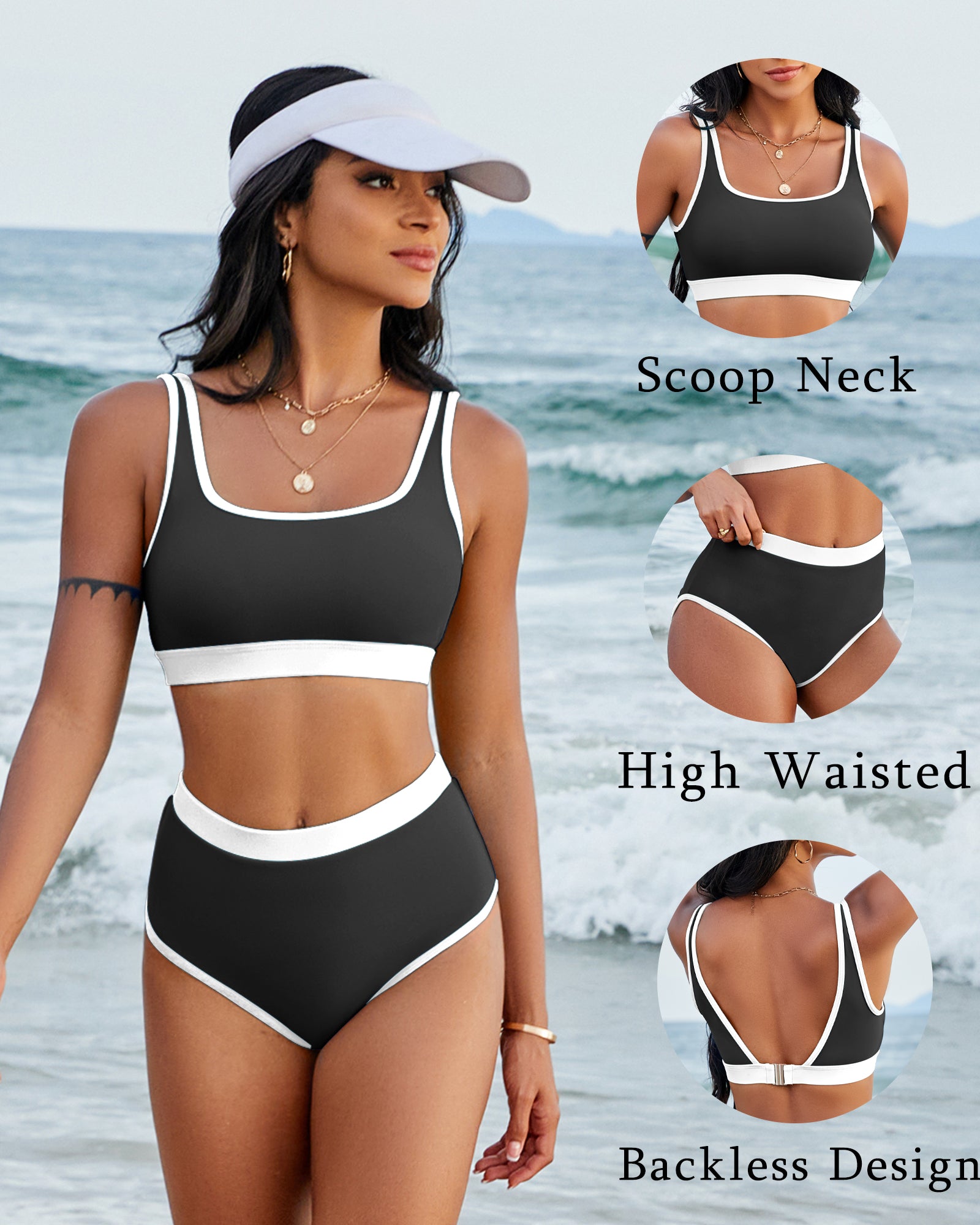 Sporty High Waisted Bikini Sets Piece Swimsuits – Jolefille