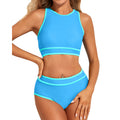 Women Athletic High Neck Two Piece Swimsuit