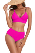 Women Cute Solid Triangle High Waisted Swim Suit