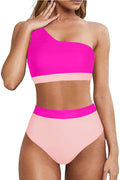 Women One Shoulder High Waisted 2 Piece Swimsuits
