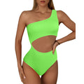 Women Sexy One Shoulder Ribbed One Piece Bathing Suits