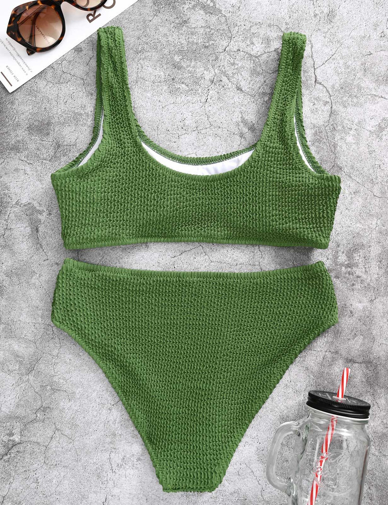 Womens Ribbed Stretchy Two Piece Swimsuits