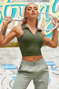 Jolefille Workout Crop Top #Color_Army Green