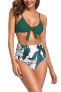 jolefille high waisted bathing suit#Color_Green Printing