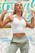 Jolefille Workout Crop Top #Color_White