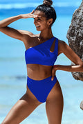 Jolefille One Shoulder Bikini Set #Color_Dark Blue