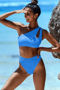 Jolefille One Shoulder Bikini Set #Color_Light Blue