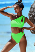 Jolefille One Shoulder Bikini Set #Color_Neon Green